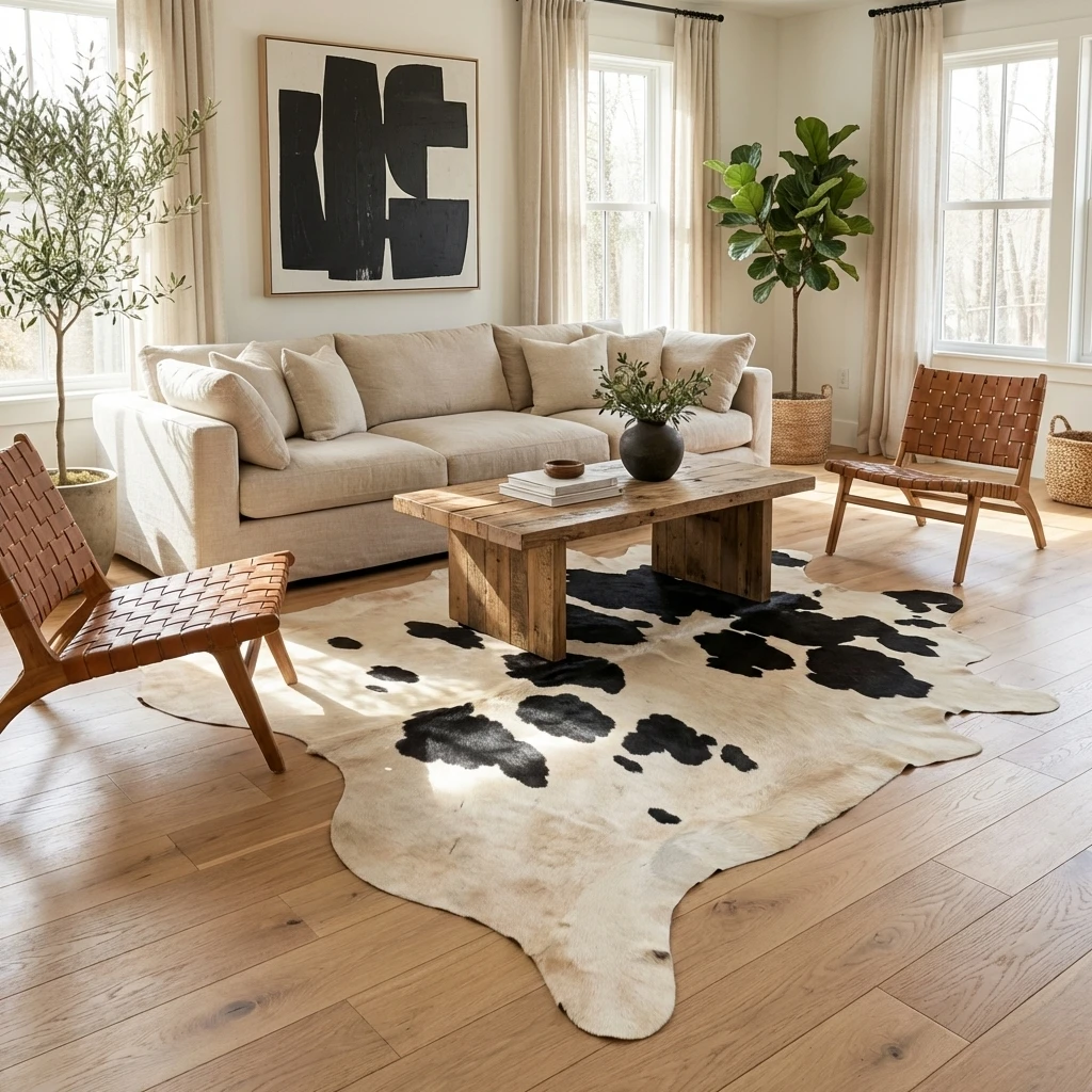 Black & White Cowhide Rugs alternate